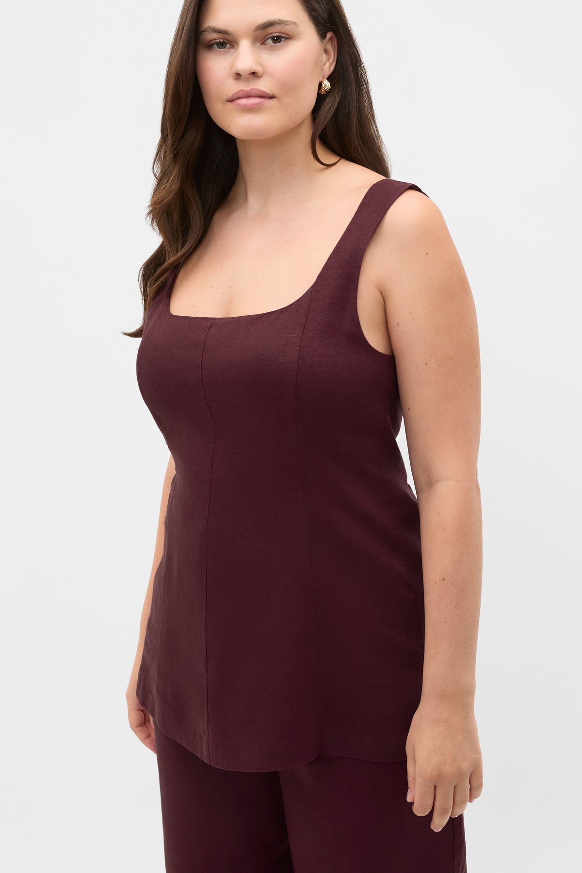 Linen Longline Waisted Top