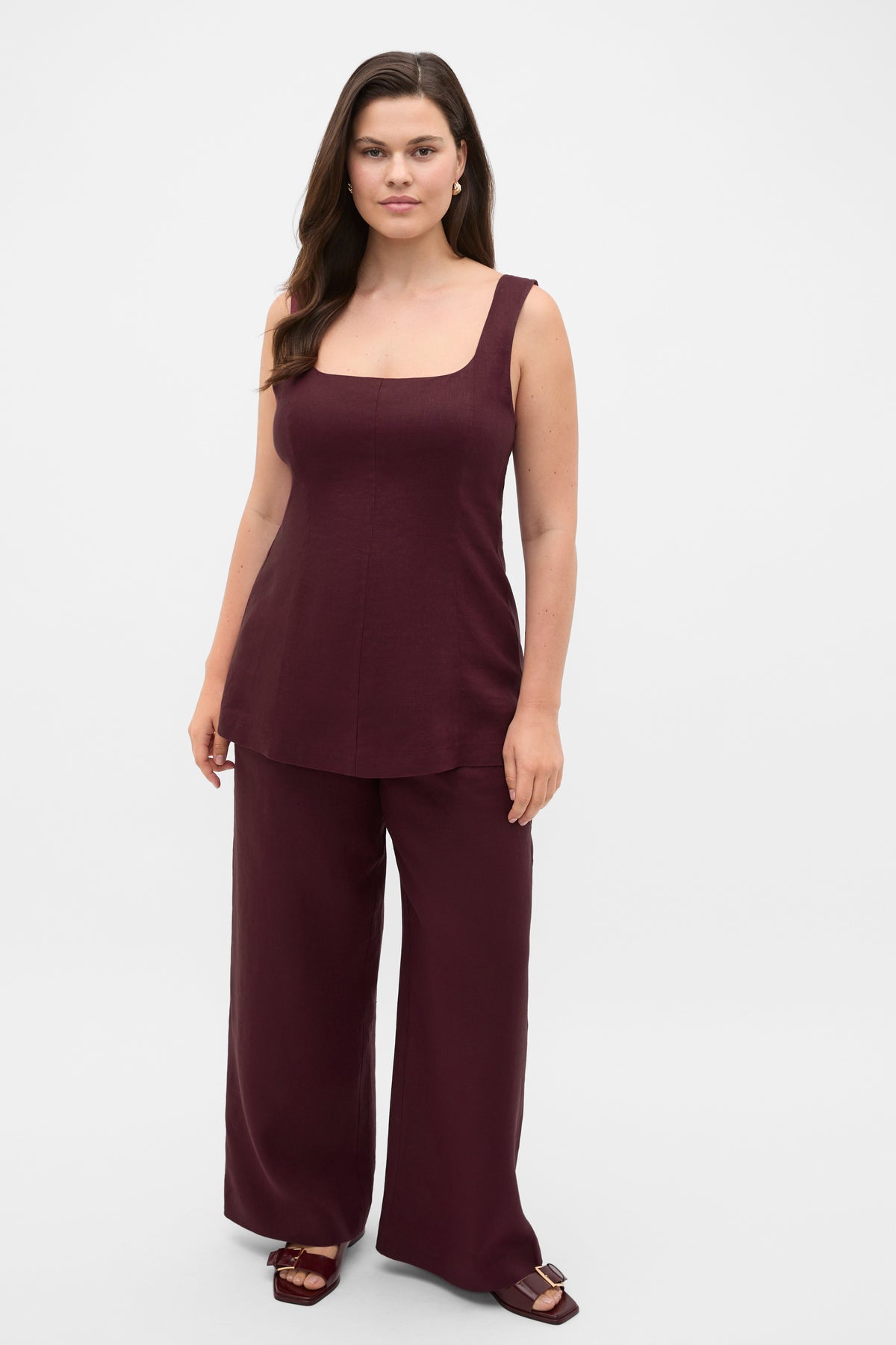 Linen Longline Waisted Top