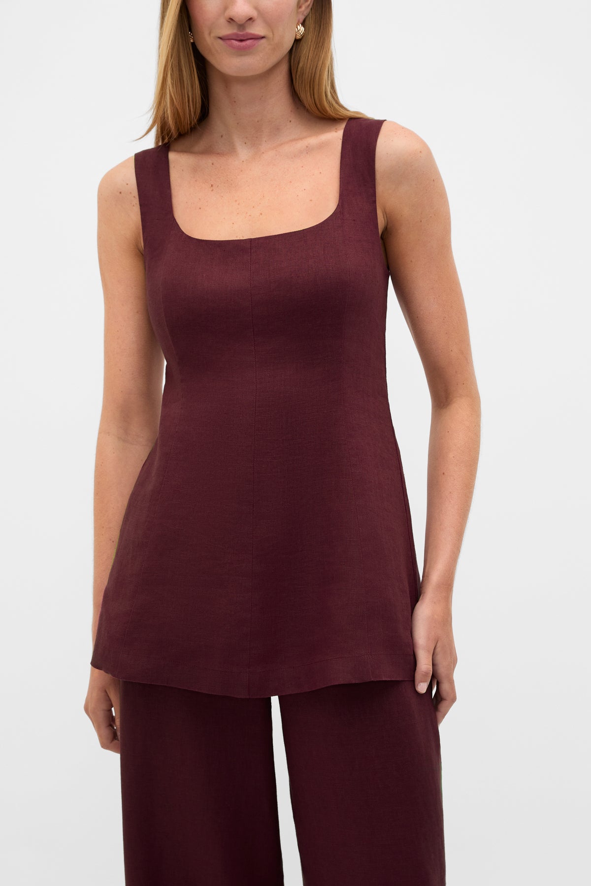 Linen Longline Waisted Top