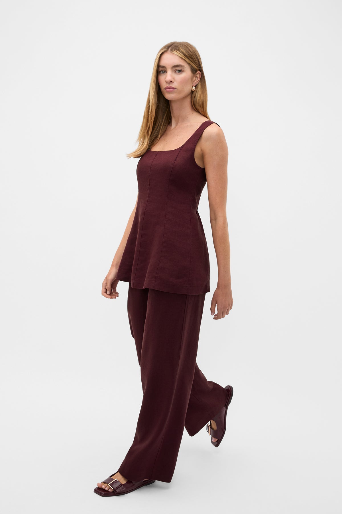 Linen Longline Waisted Top