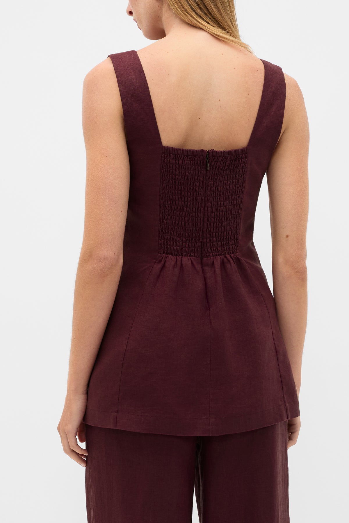 Linen Longline Waisted Top