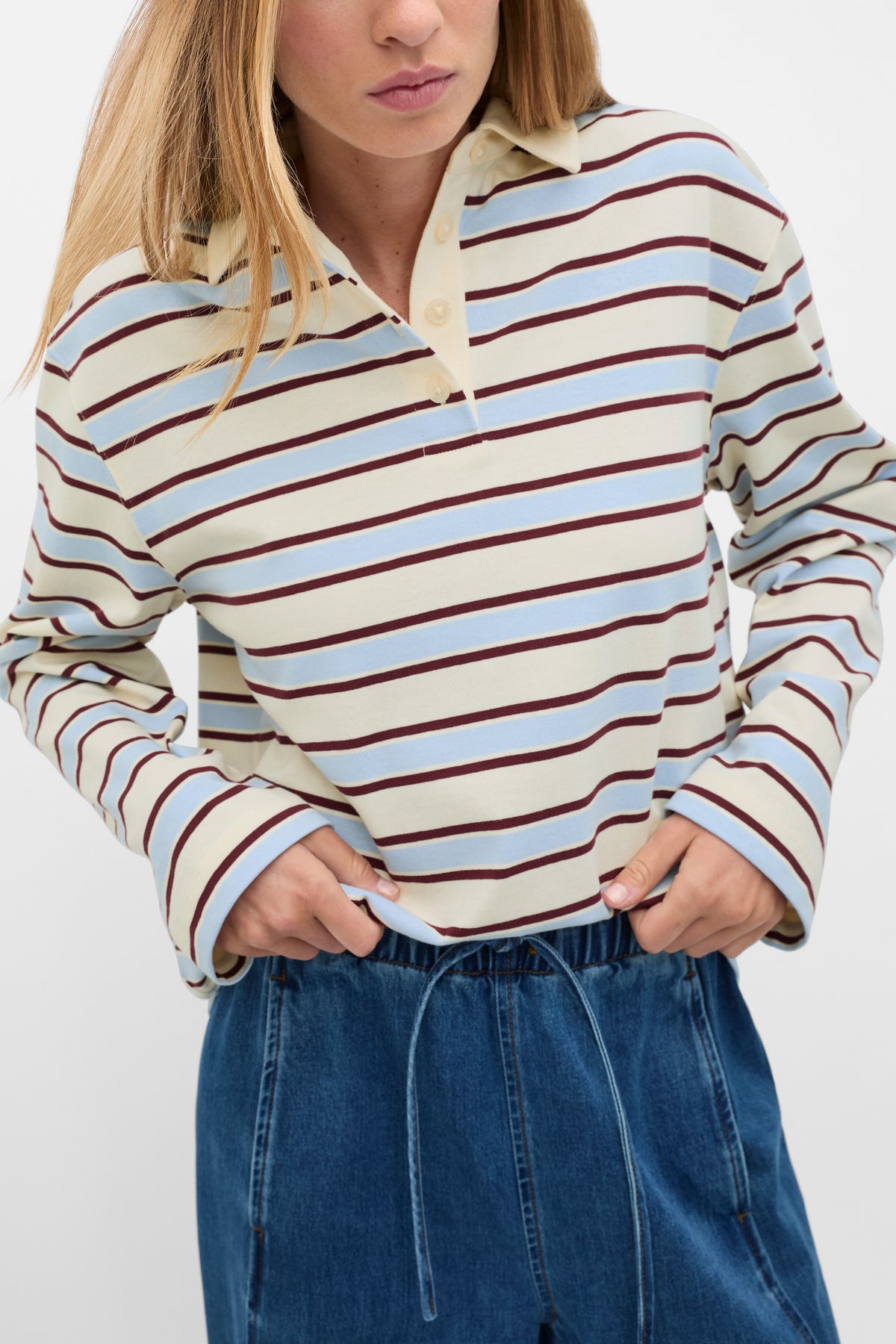 Relaxed Cotton Rugby Polo Top