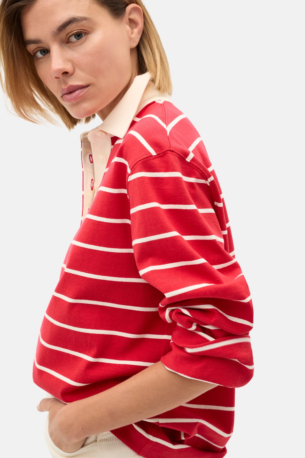 Relaxed Cotton Rugby Polo Top