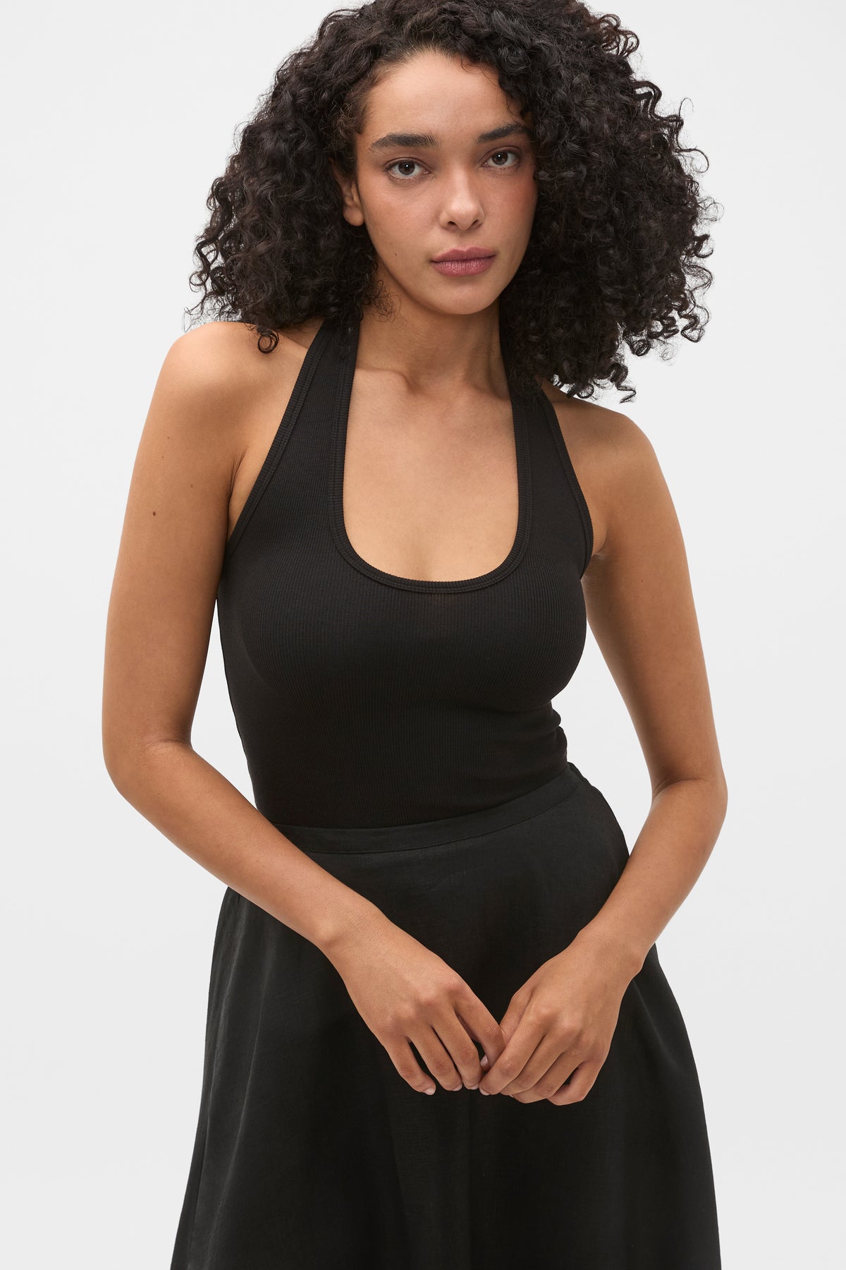 Halter Rib Scoop Neck Tank
