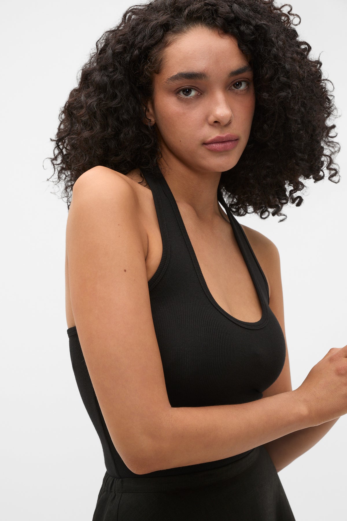 Halter Rib Scoop Neck Tank