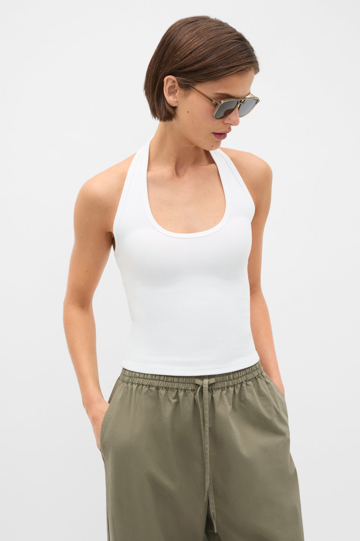Halter Rib Scoop Neck Tank