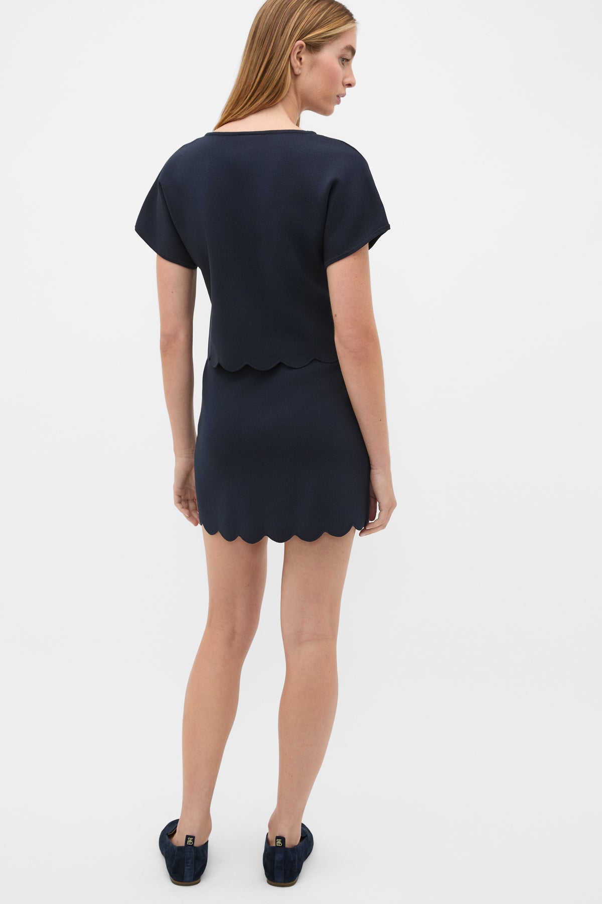 Scallop Crepe Knit Top
