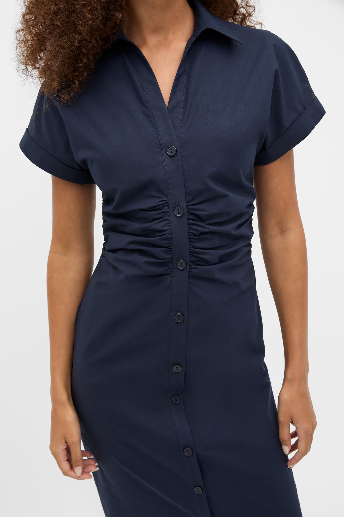 Poplin Ruched Shirt Dress
