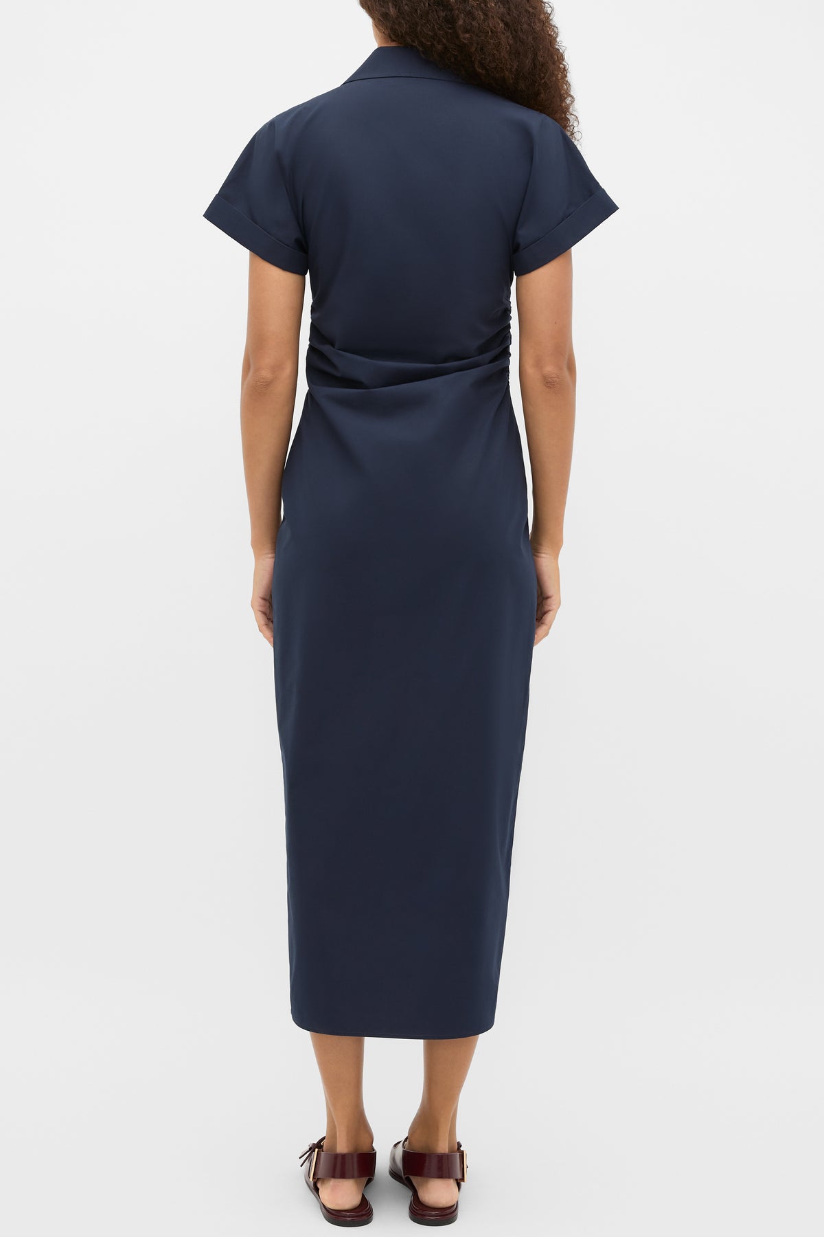 Poplin Ruched Shirt Dress