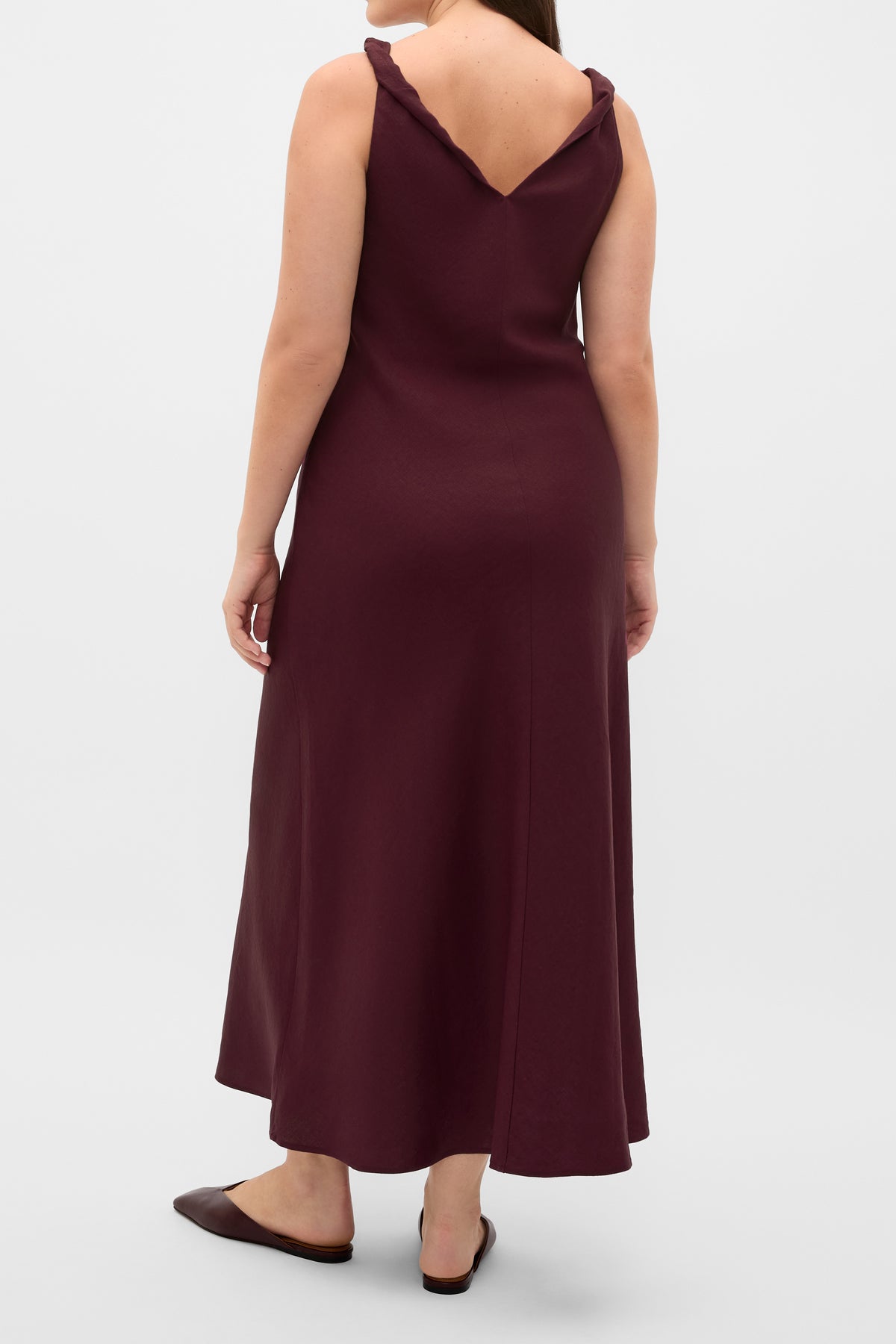 Linen Twist Shoulder Maxi Dress