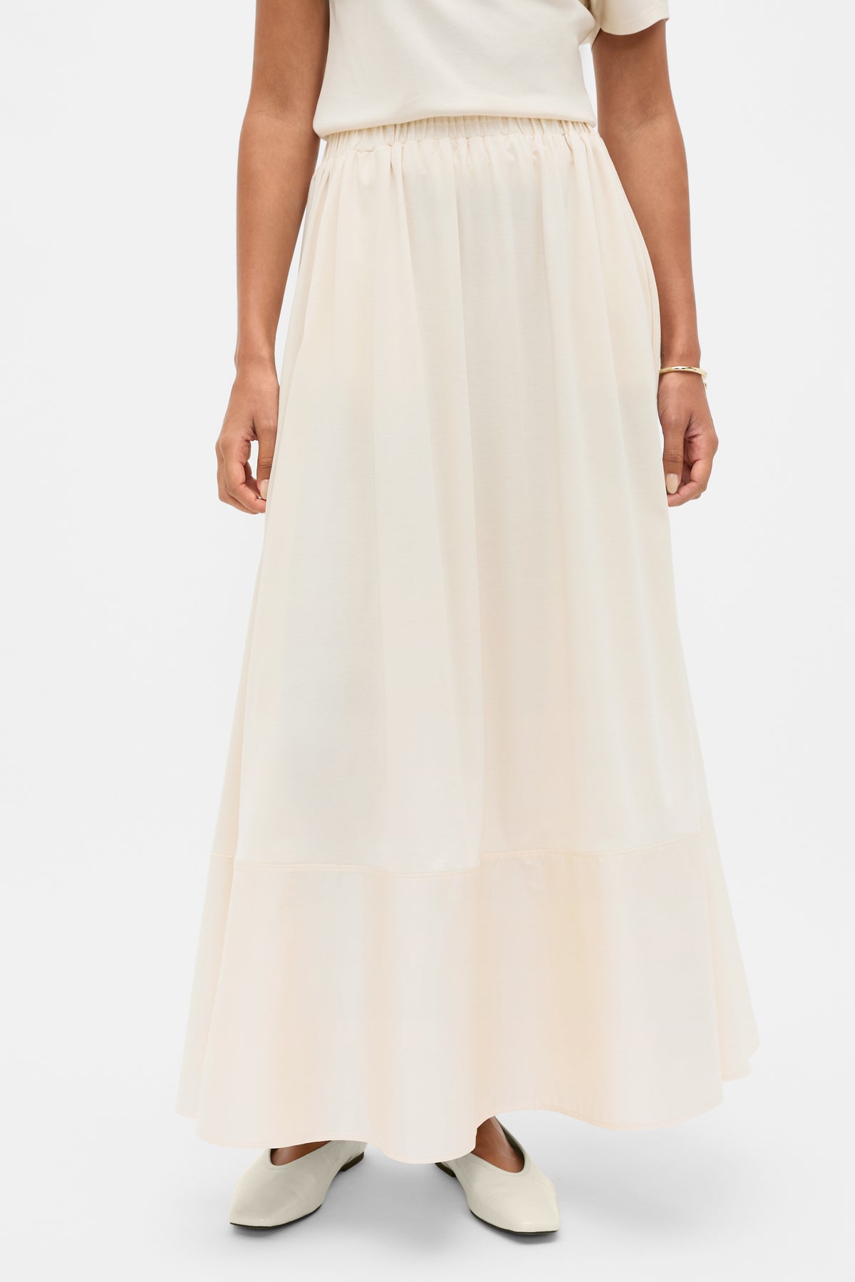 Jersey Spliced Midi Skirt