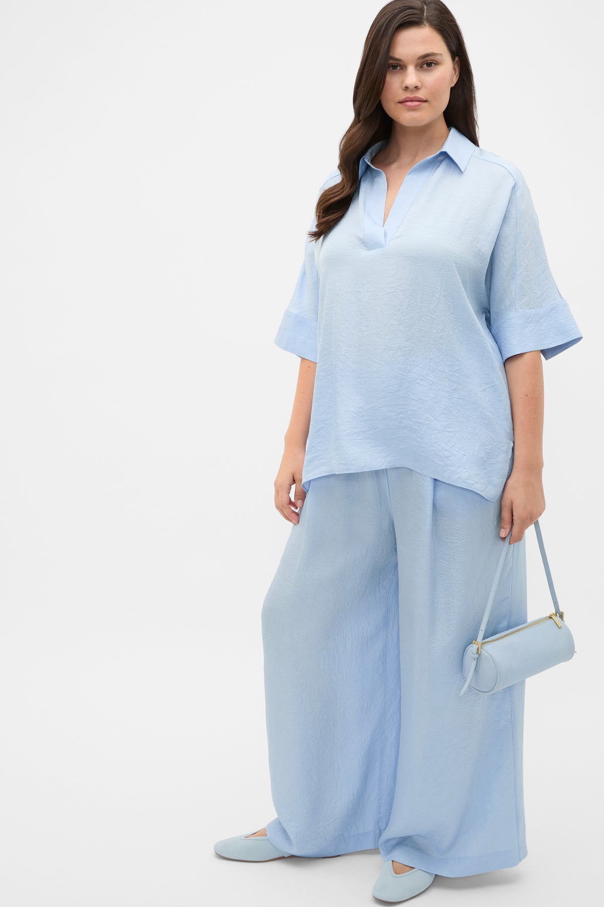 Textured Satin Gathered Pant