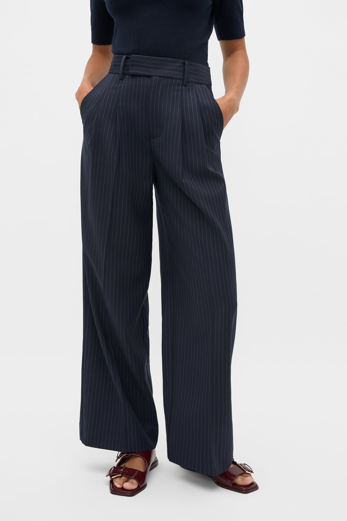 Wool Blend Pinstripe Trouser