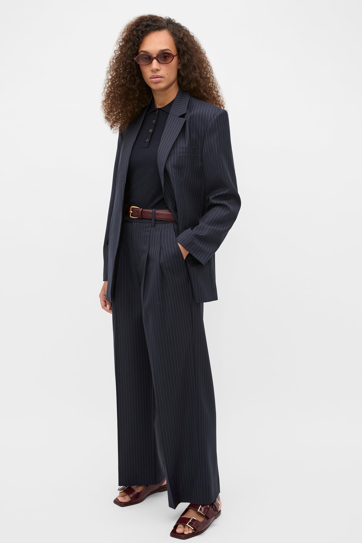 Wool Blend Pinstripe Trouser
