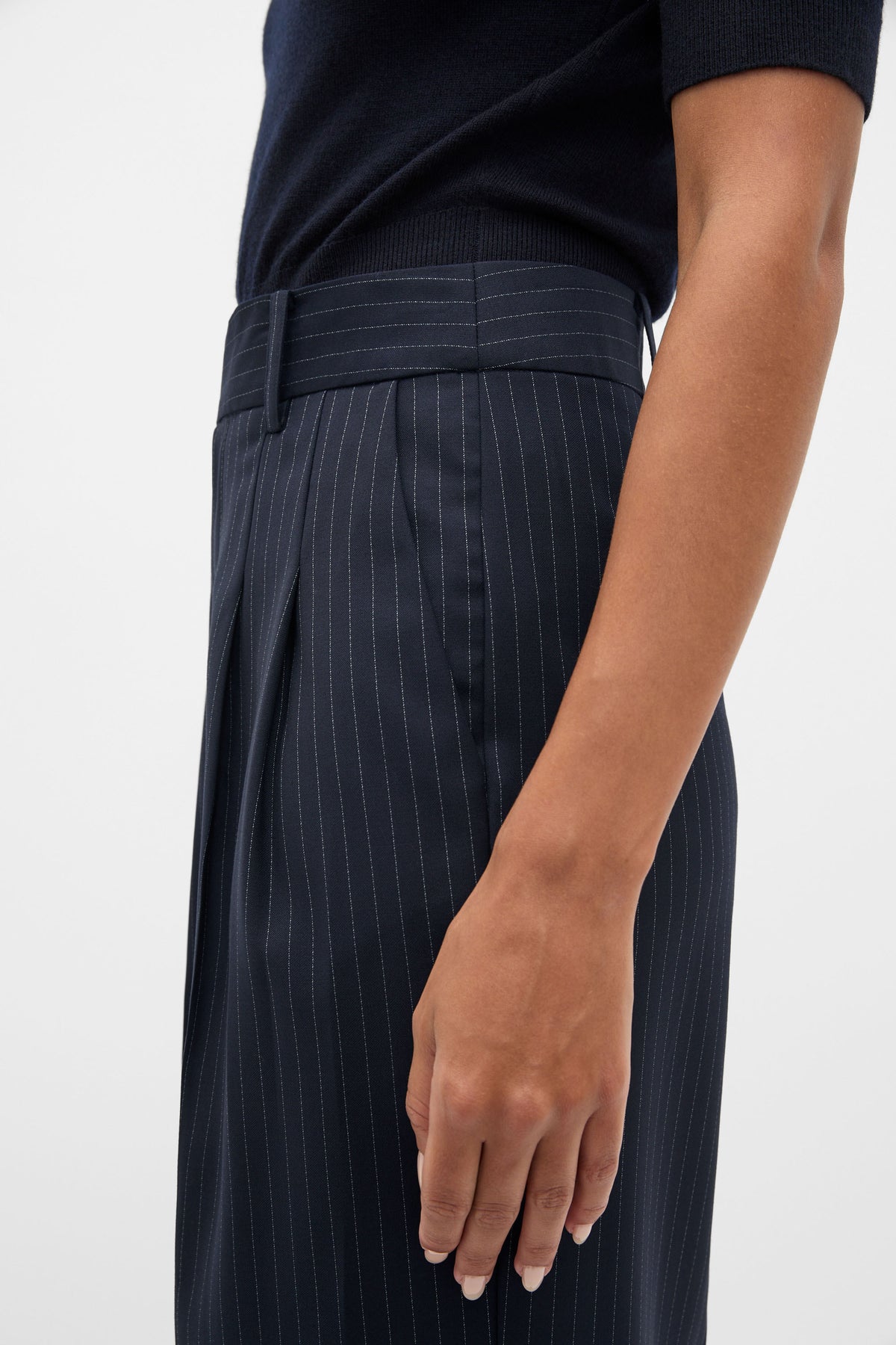 Wool Blend Pinstripe Trouser
