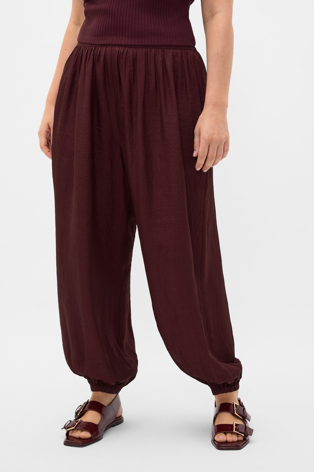 Textured Satin Harem Pant