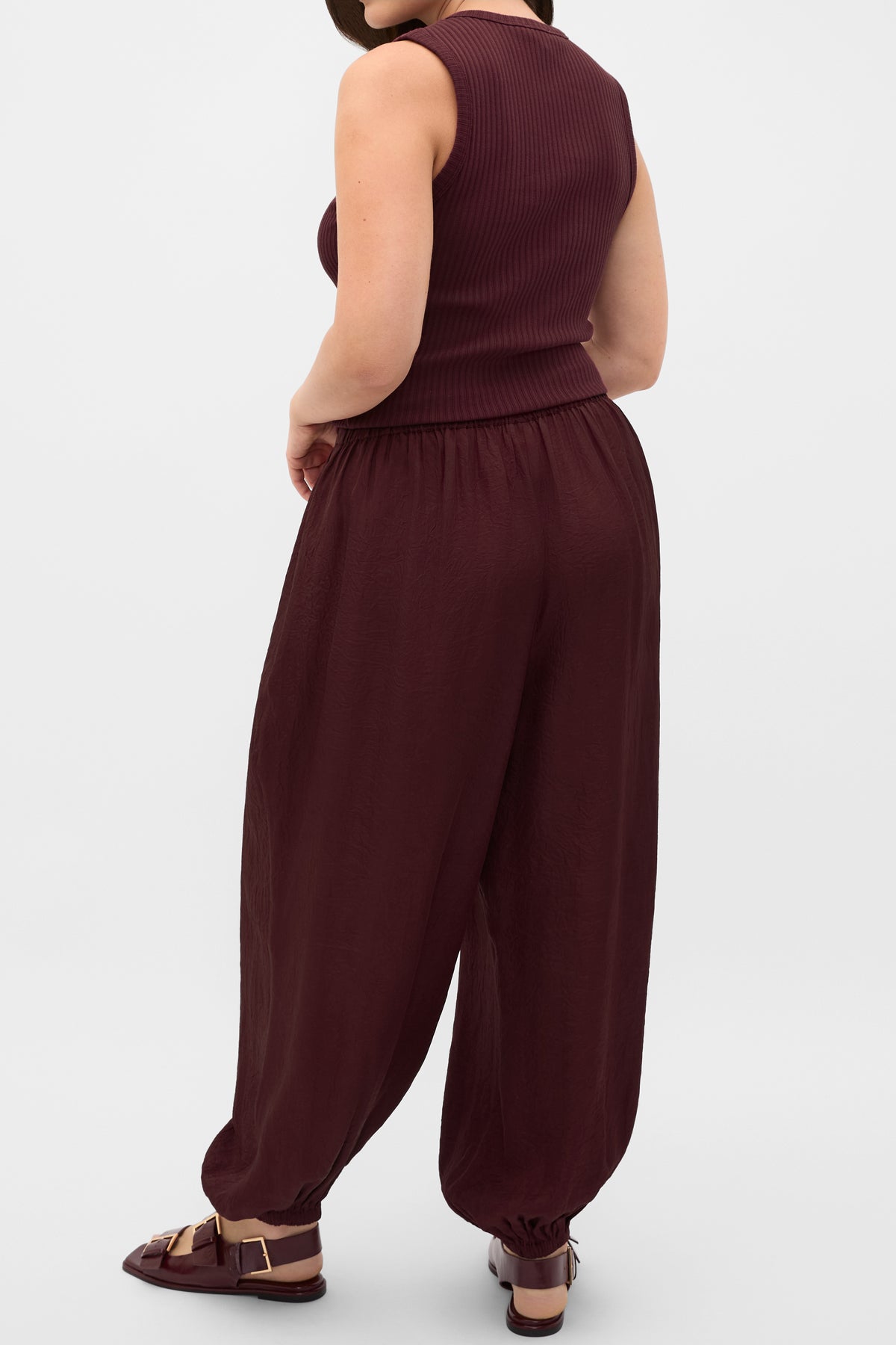 Textured Satin Harem Pant