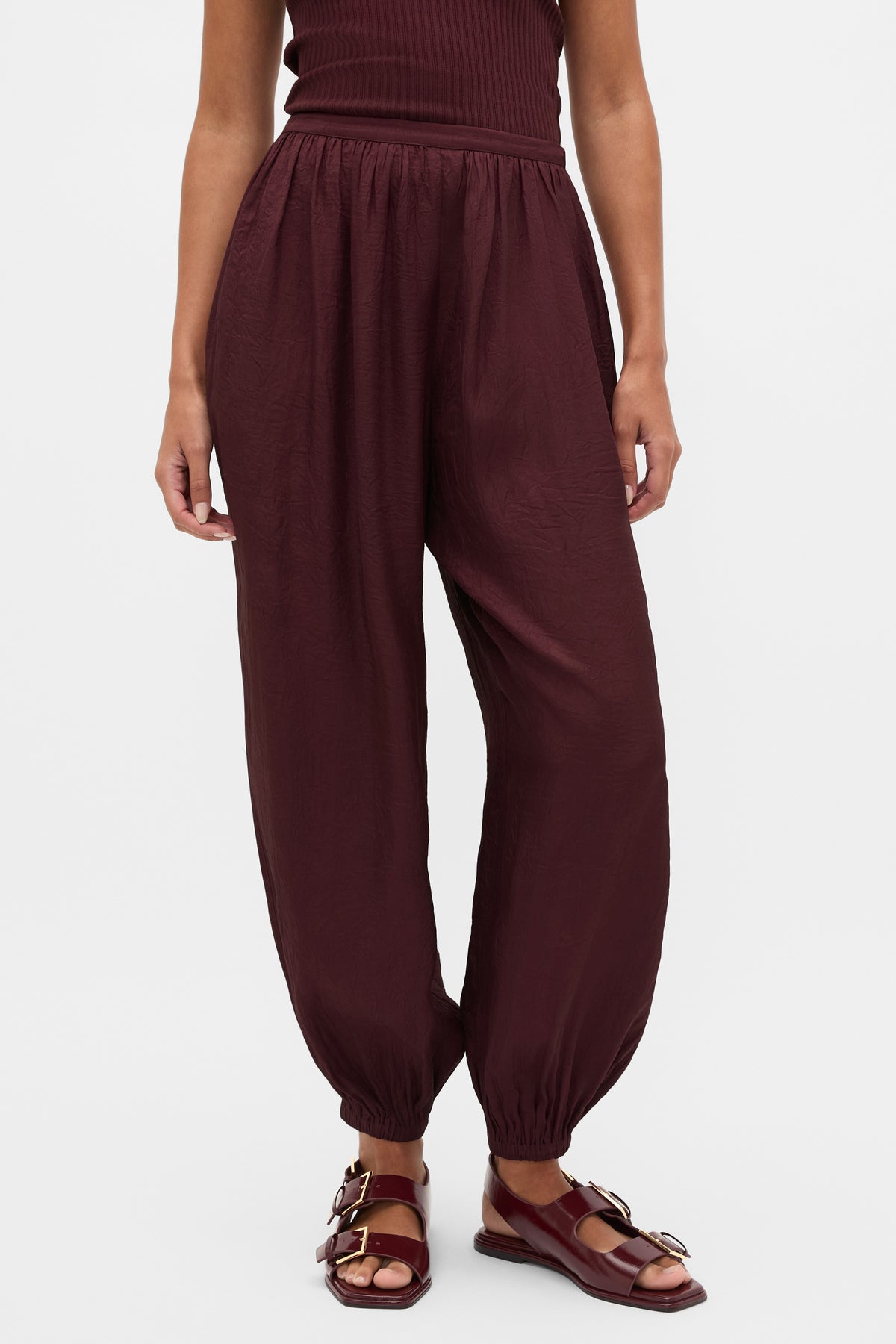 Textured Satin Harem Pant