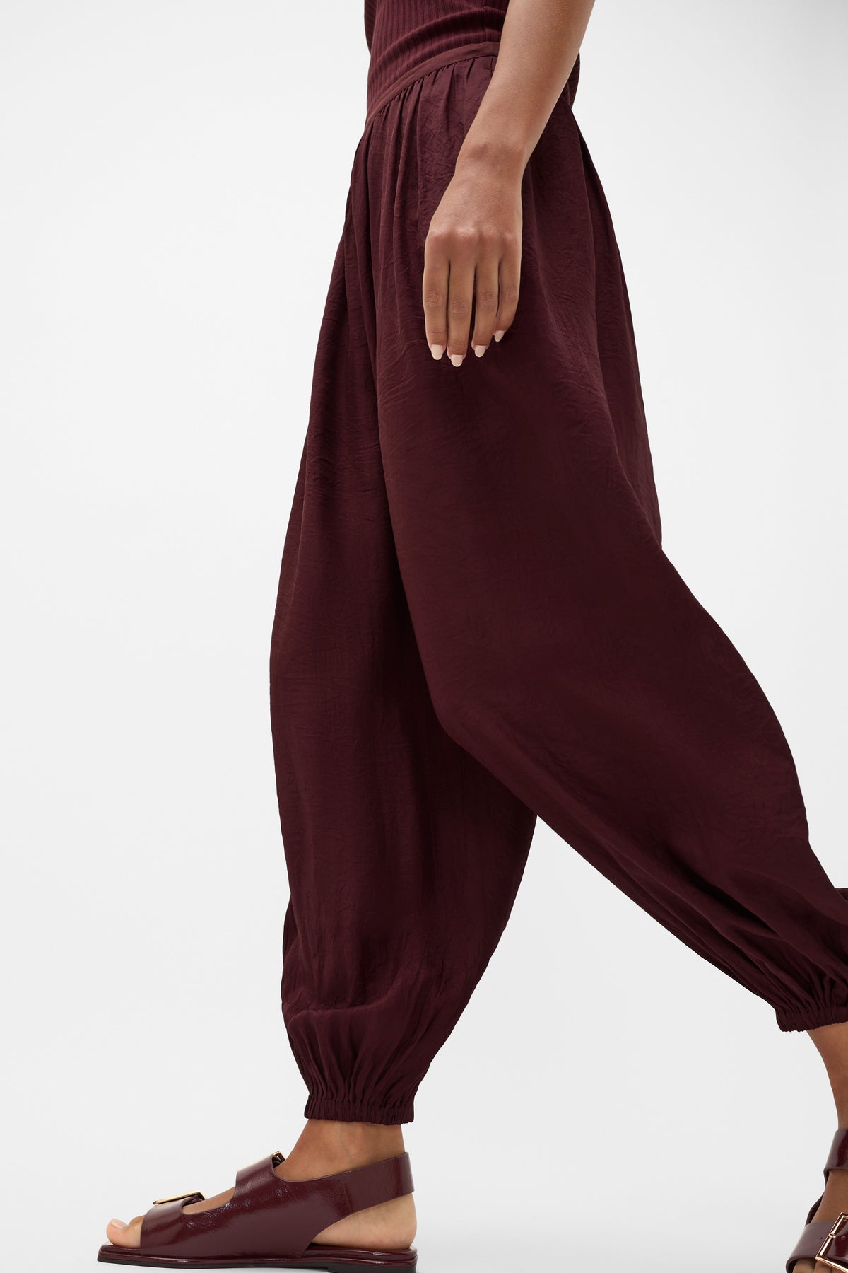 Textured Satin Harem Pant