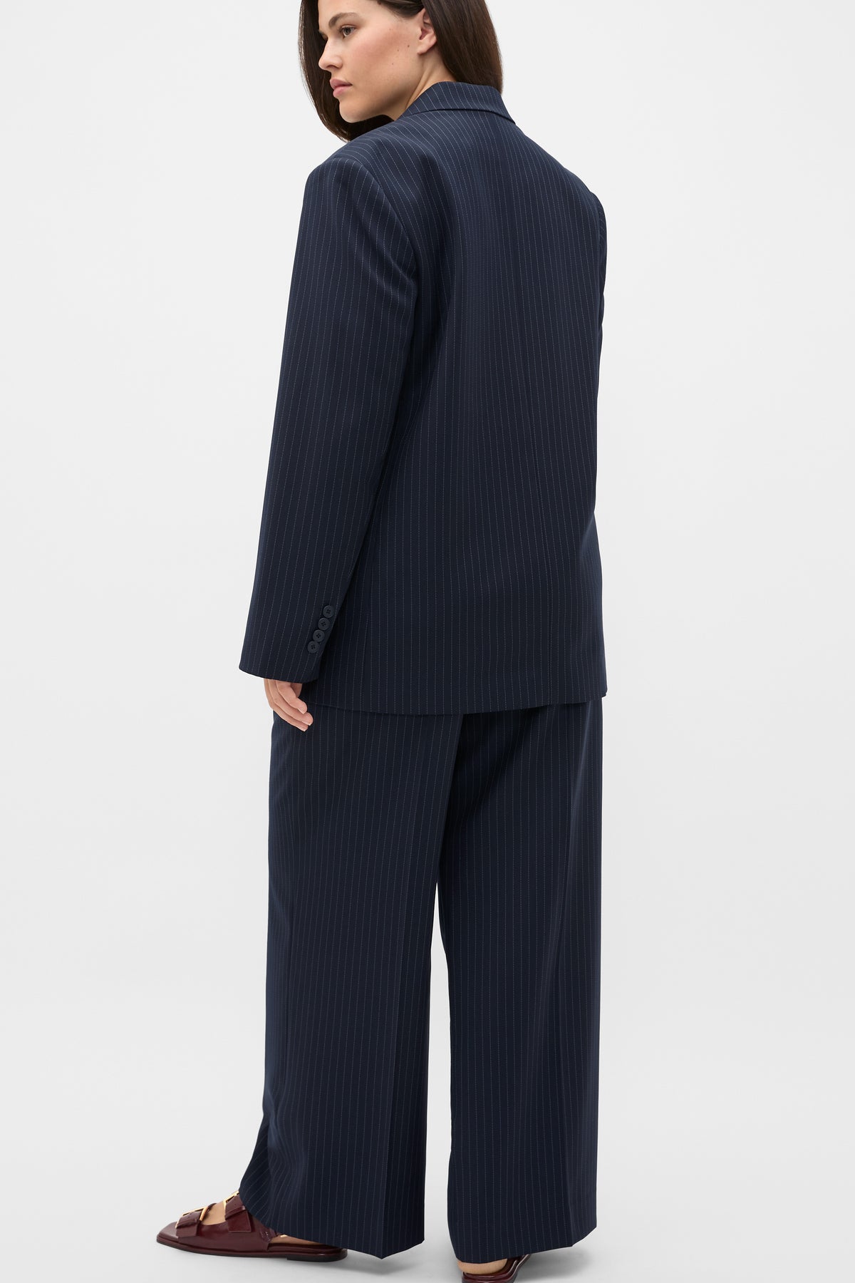 Wool Blend Pinstripe Blazer