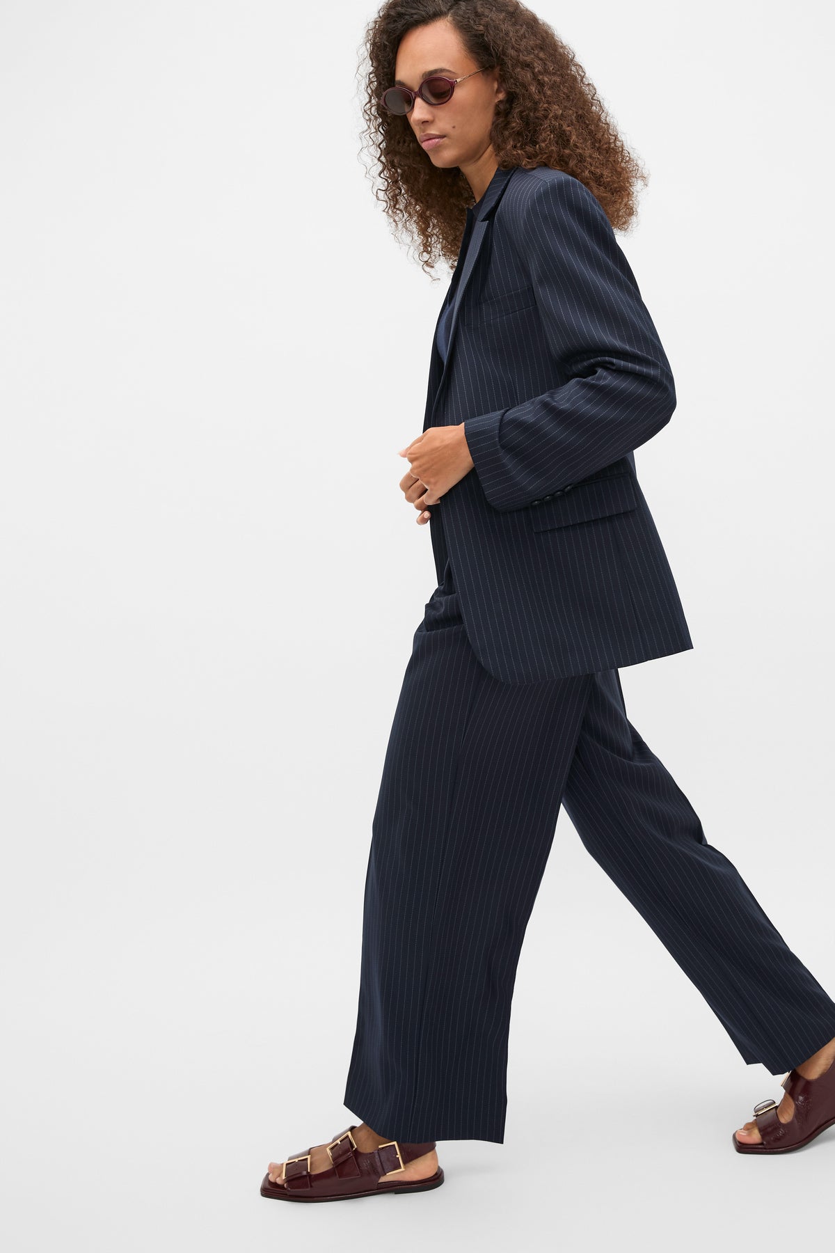 Wool Blend Pinstripe Blazer