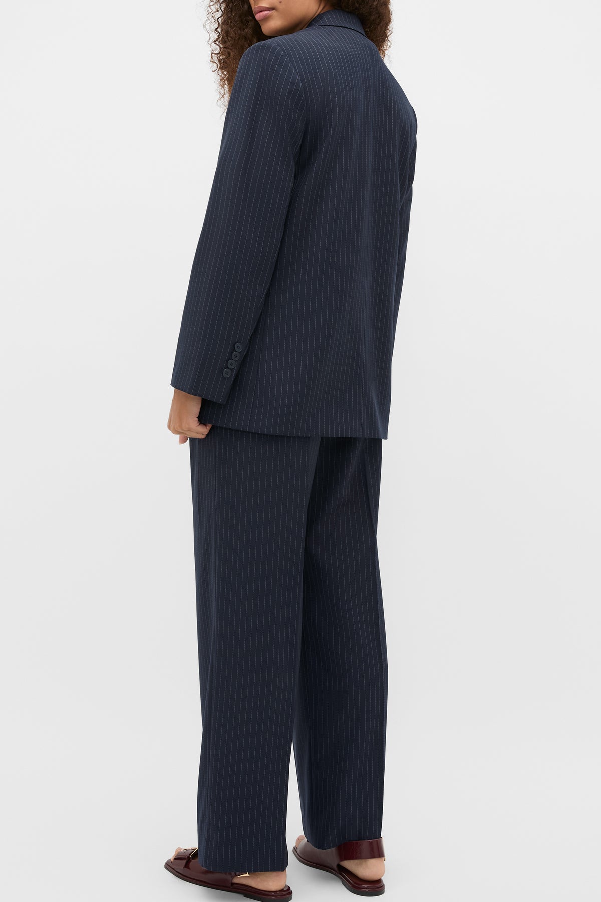 Wool Blend Pinstripe Blazer