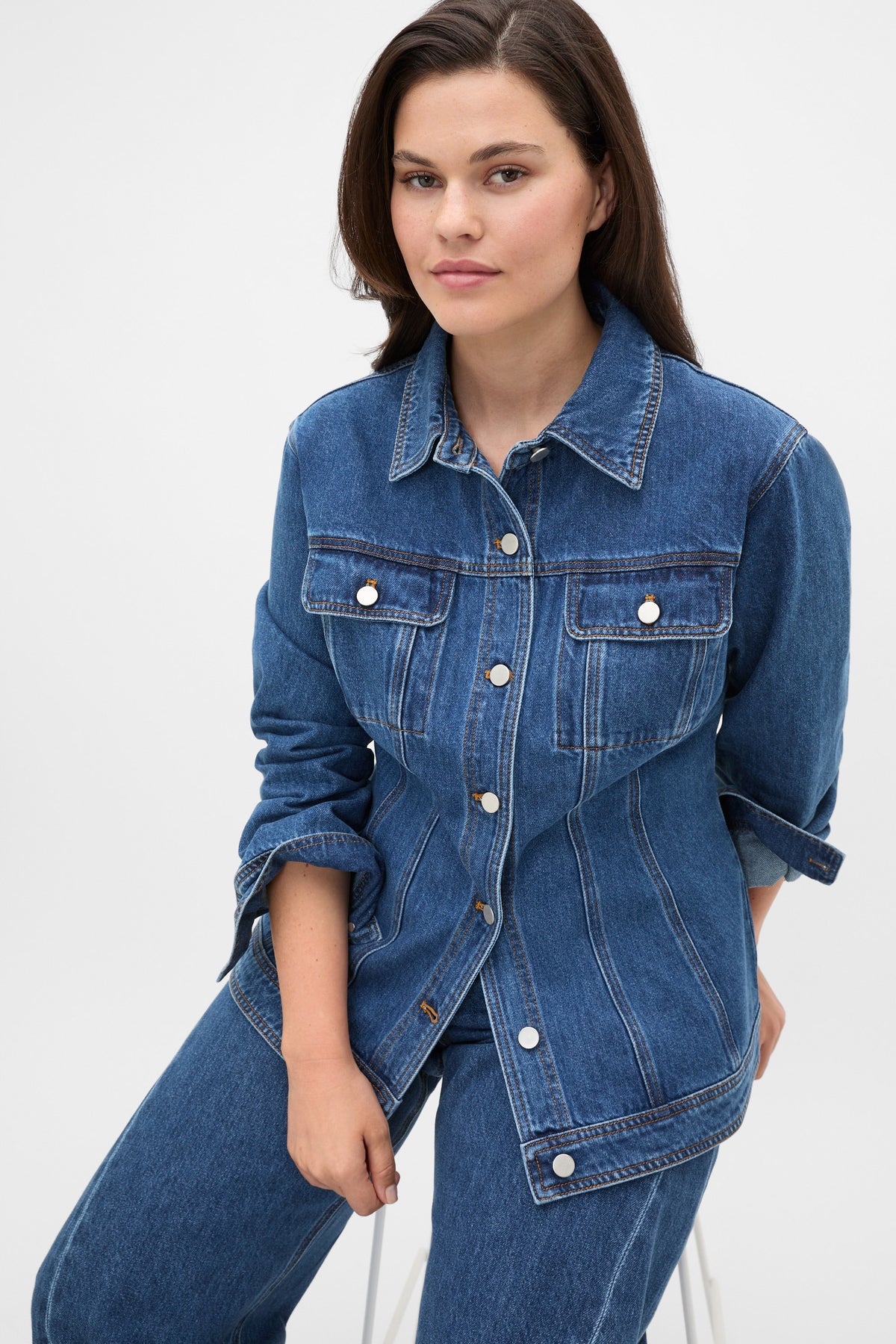 Denim Cinch Waist Jacket