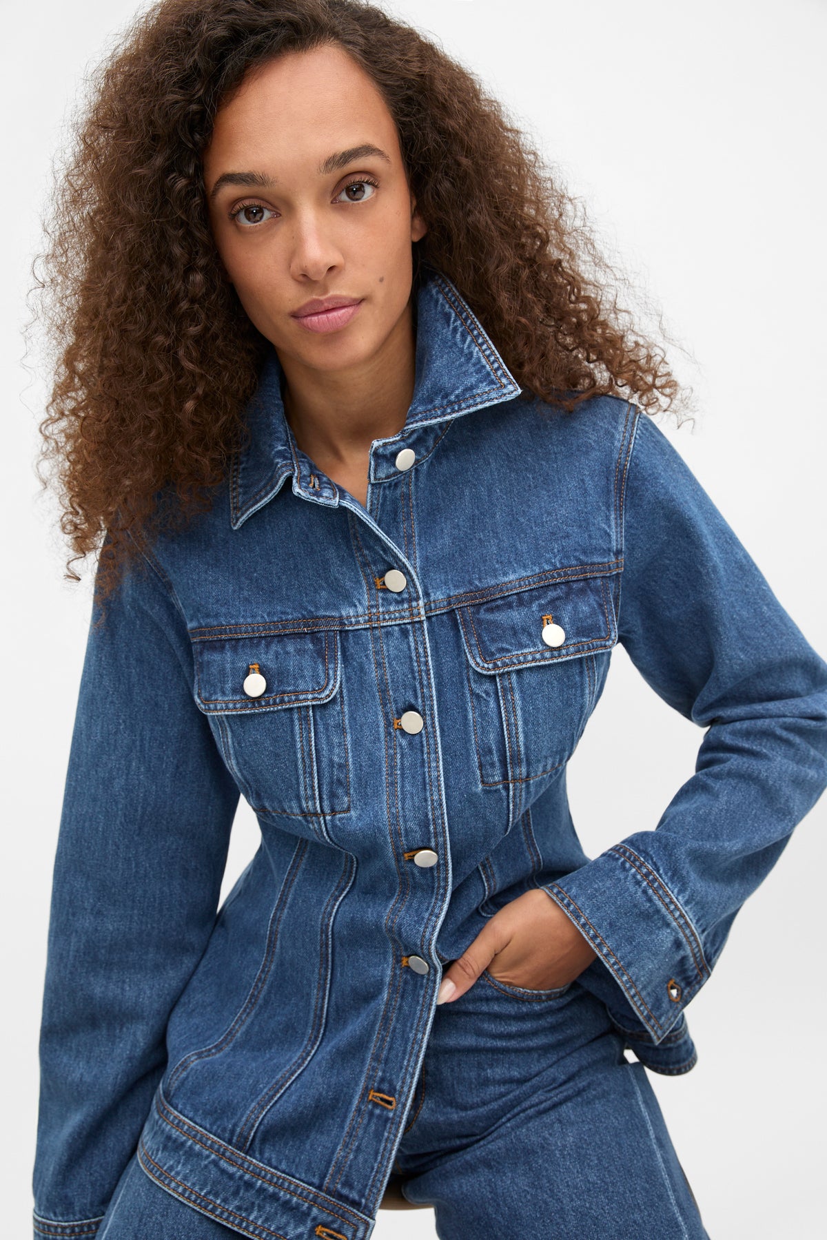 Denim Cinch Waist Jacket