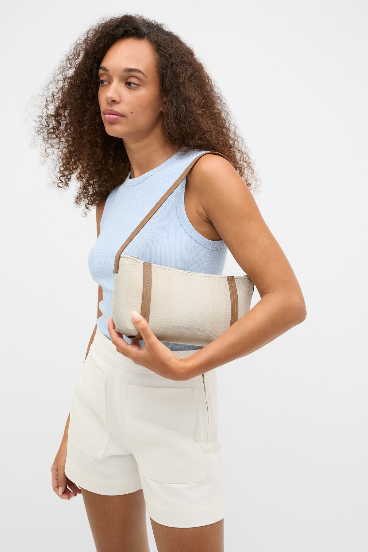 Textured Stripe Shoulder Bag