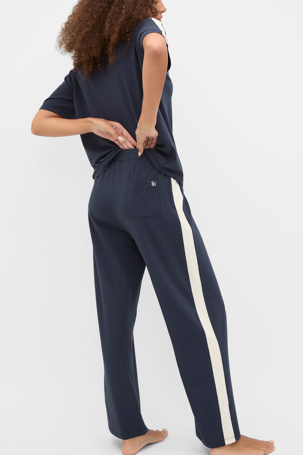 Contrast T-Shirt and Pant PJ Set