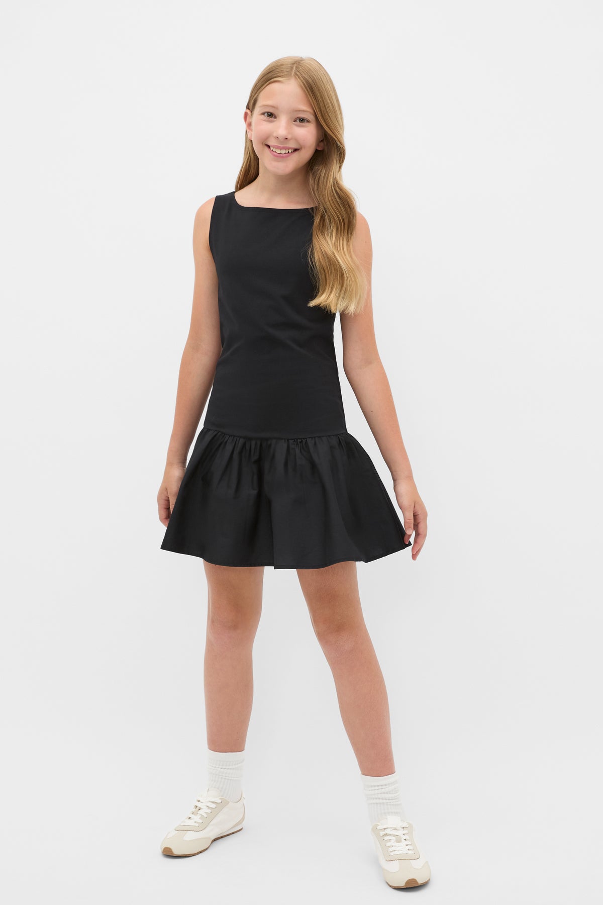 Spliced Boat Neck Dress