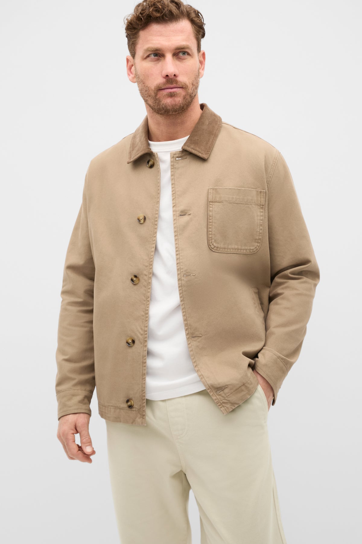 Contrast Trim Overshirt