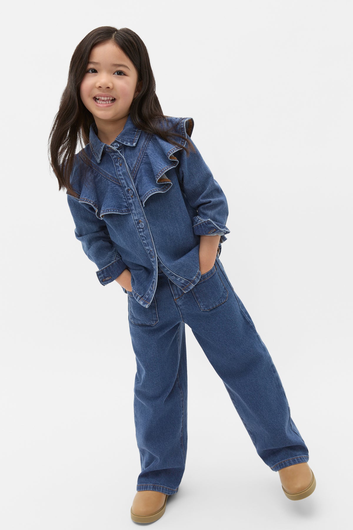 Ruffle Denim Shirt