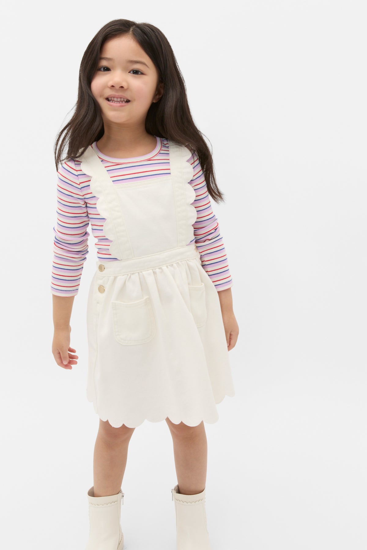 Scallop Denim Pinafore