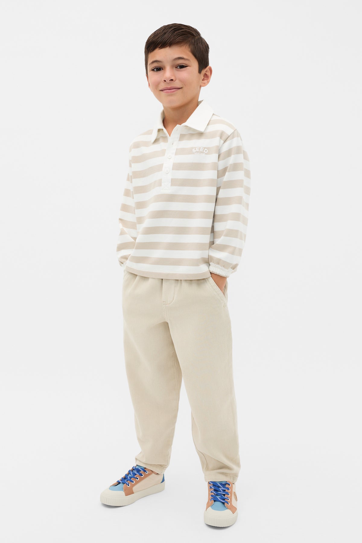 Stripe Collar Logo Sweat
