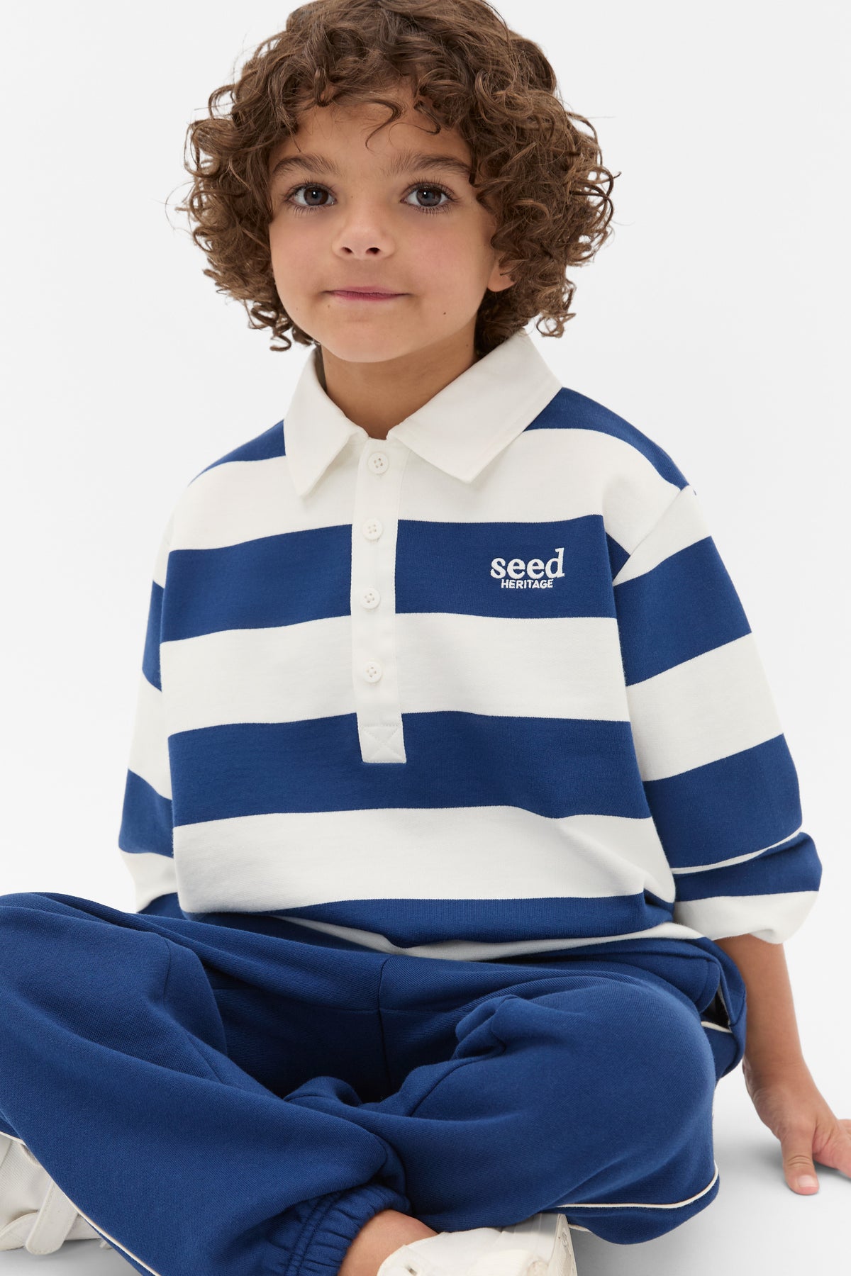 Stripe Collar Logo Sweat