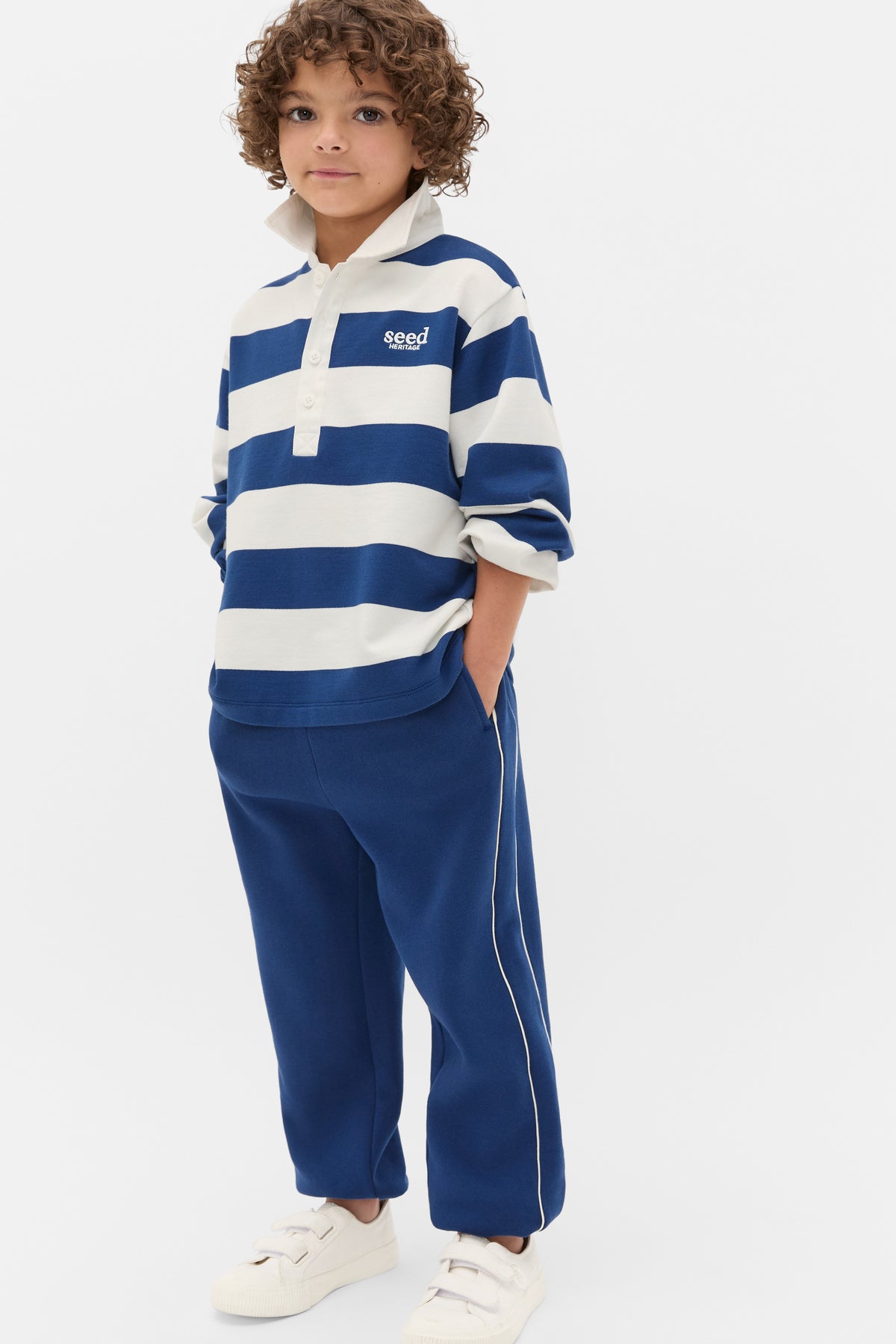 Stripe Collar Logo Sweat