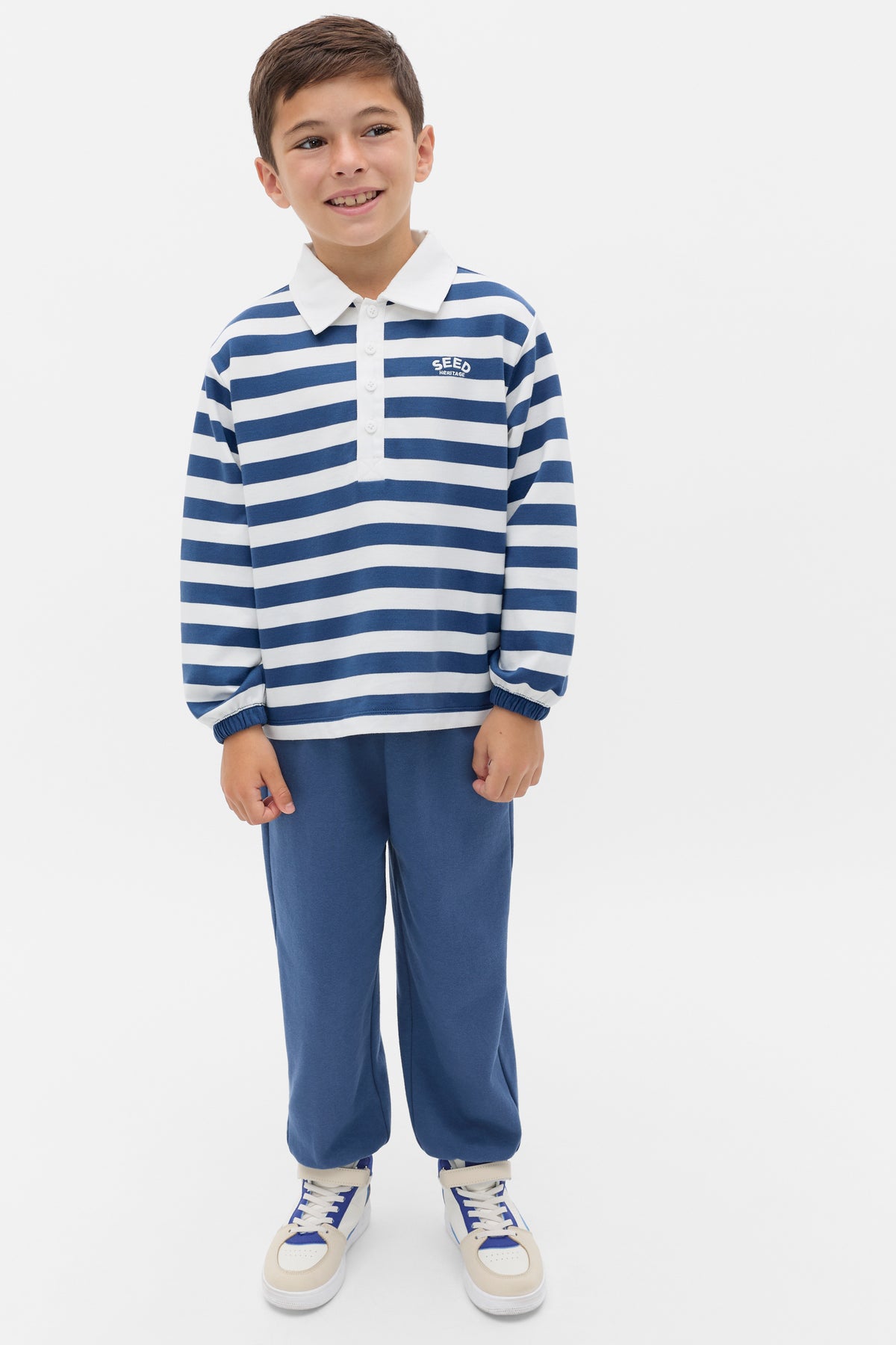 Stripe Collar Logo Sweat
