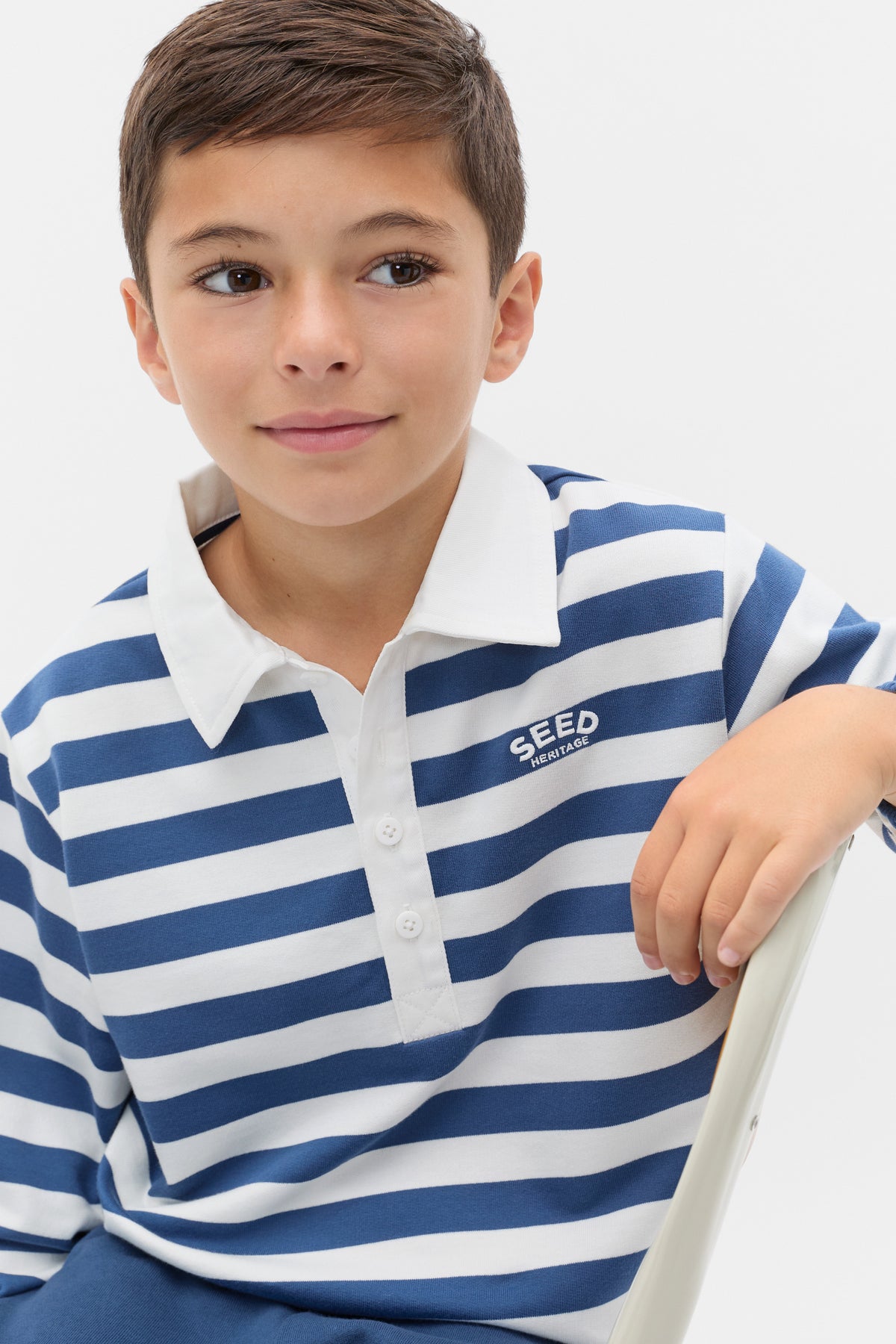 Stripe Collar Logo Sweat