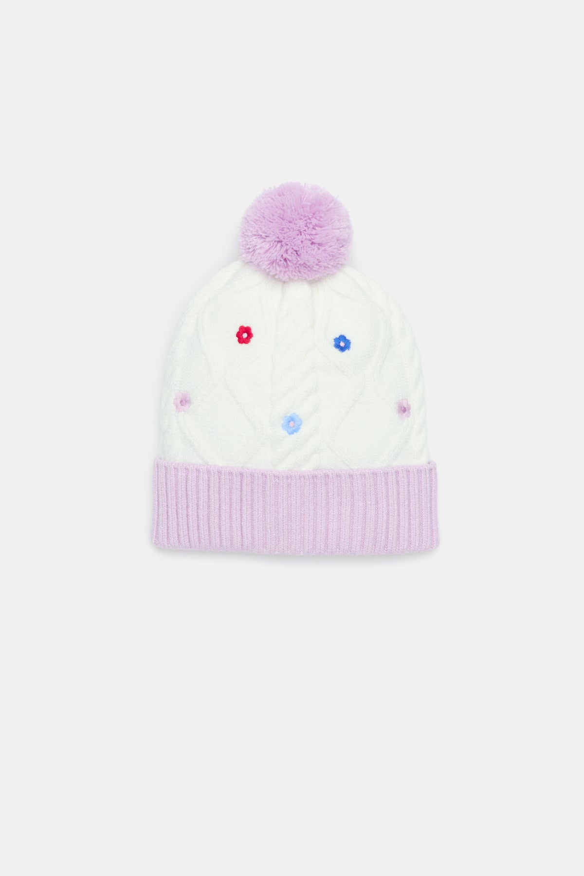 Embroidered Flower Beanie