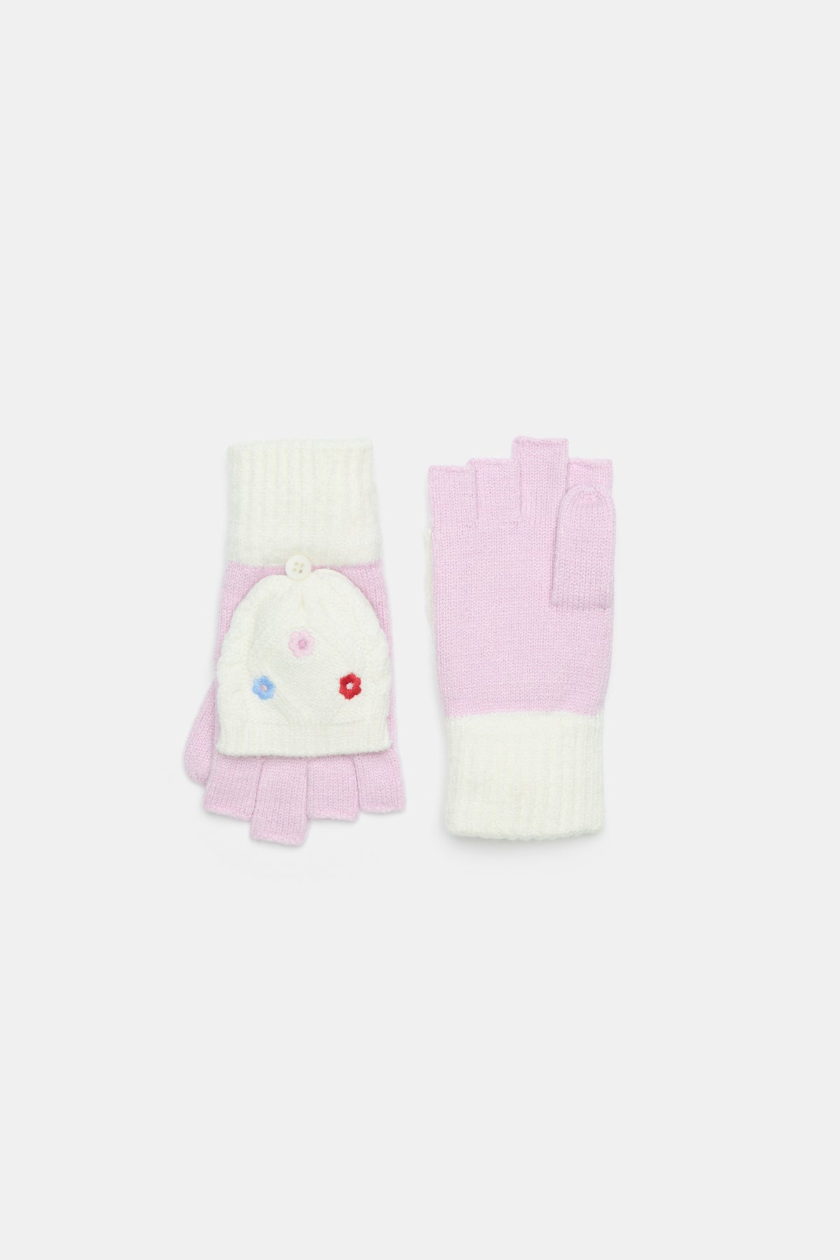 Embroidered Flower Mittens