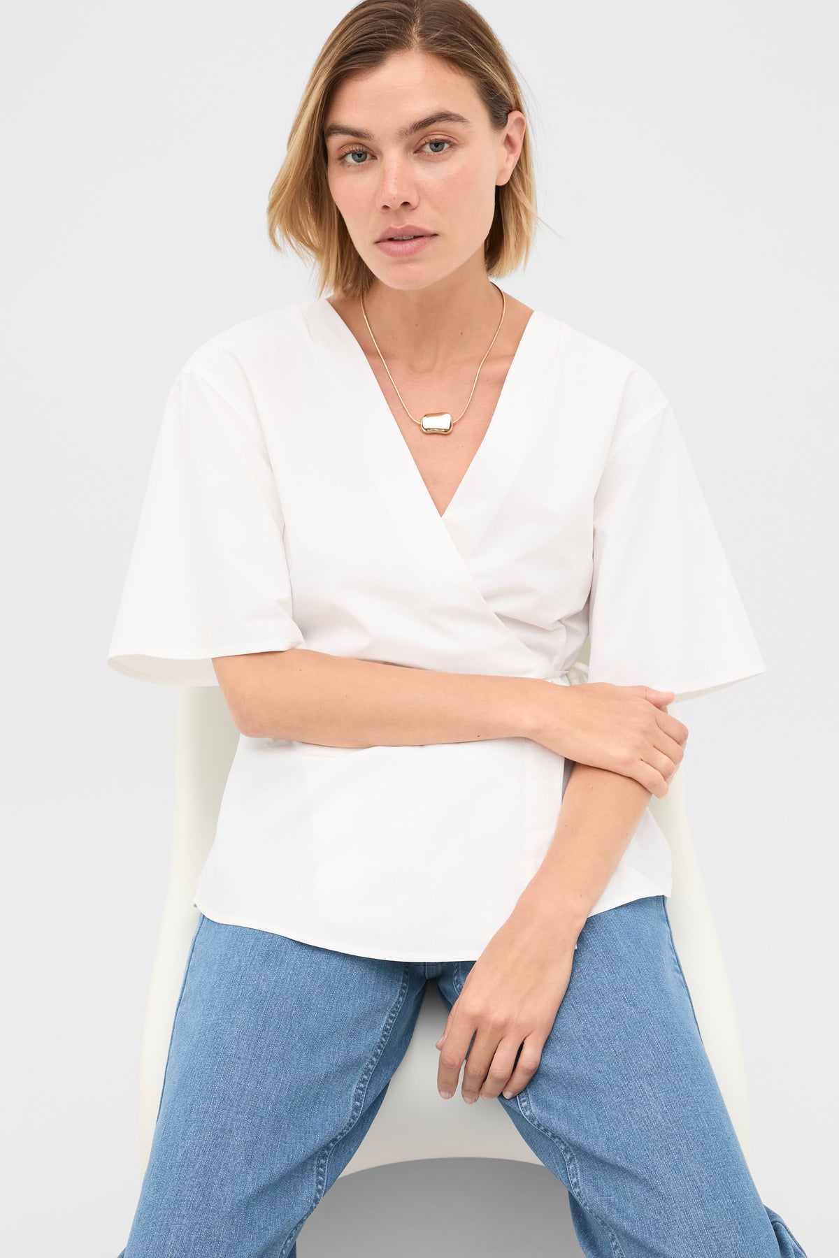 Cotton Poplin Wrap Top