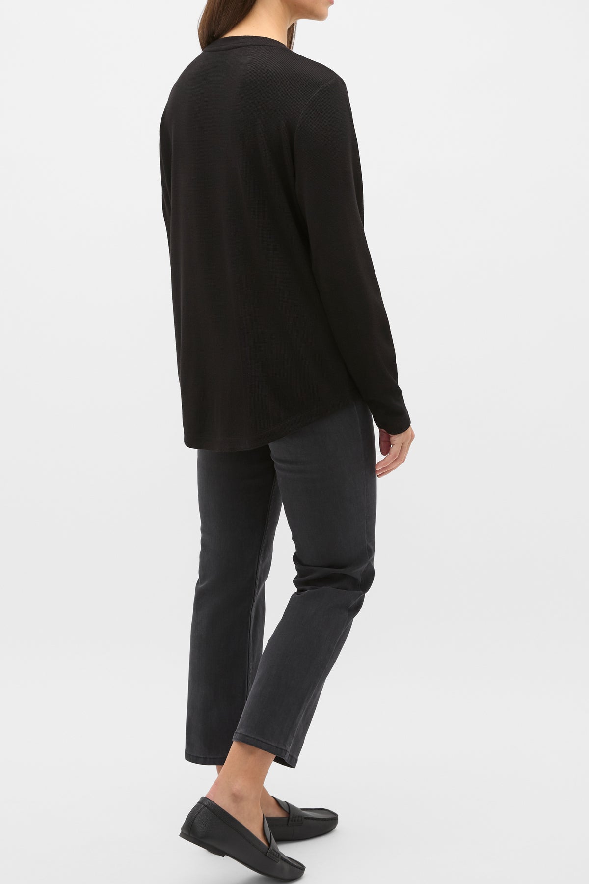Micro Waffle Crew Neck Top