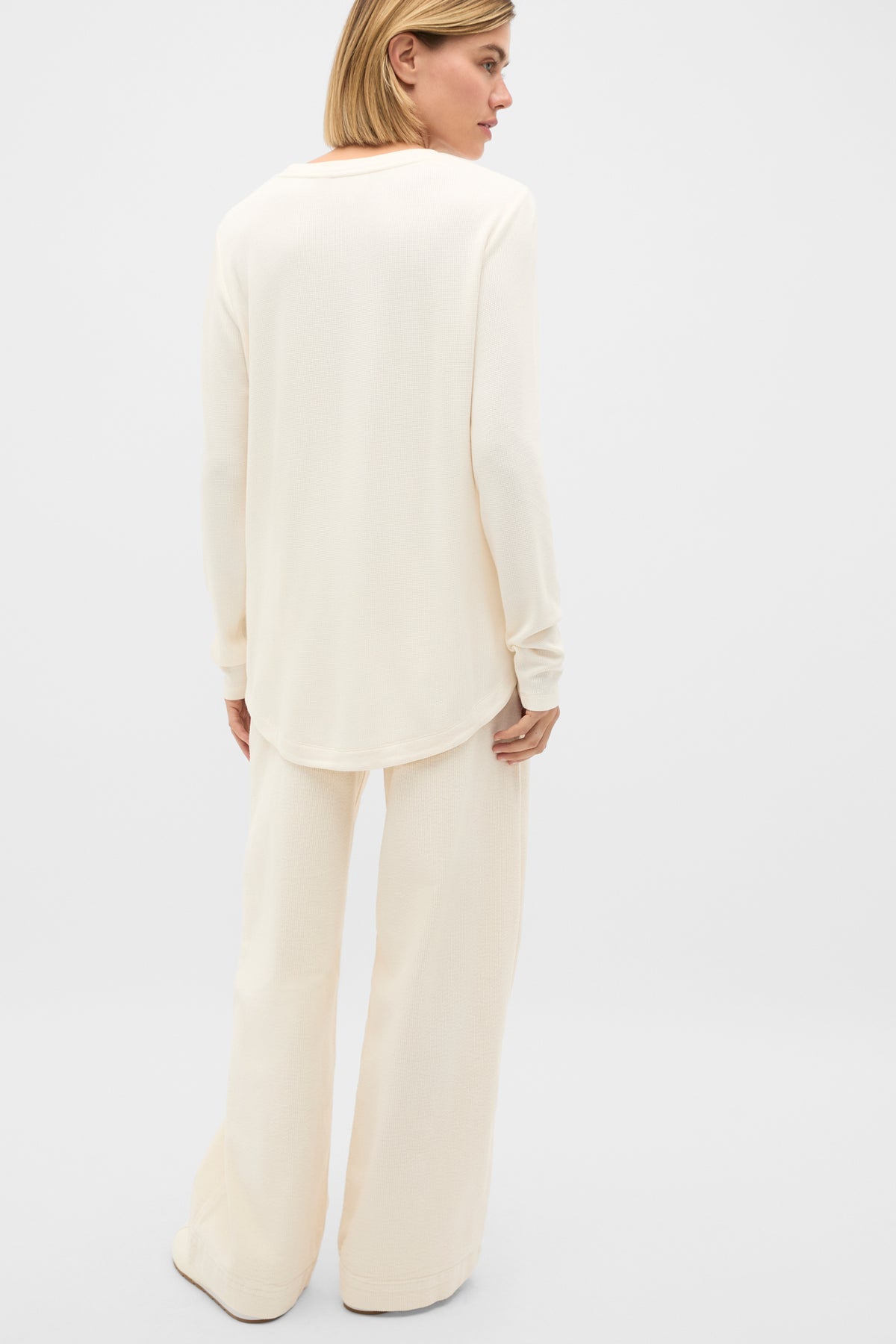 Micro Waffle Crew Neck Top