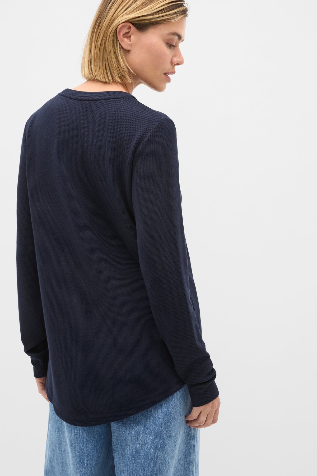 Micro Waffle Crew Neck Top