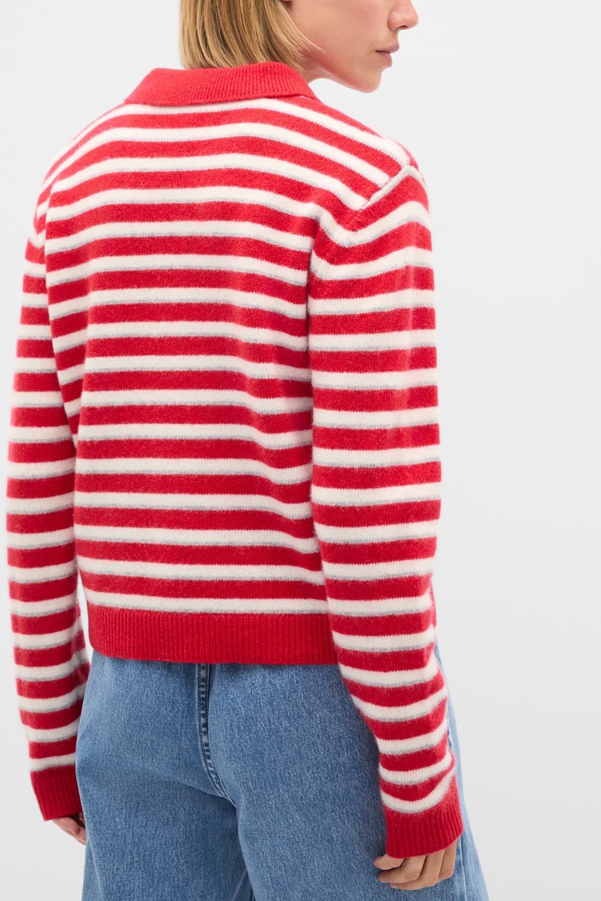 Brushed Merino Stripe Polo Knit
