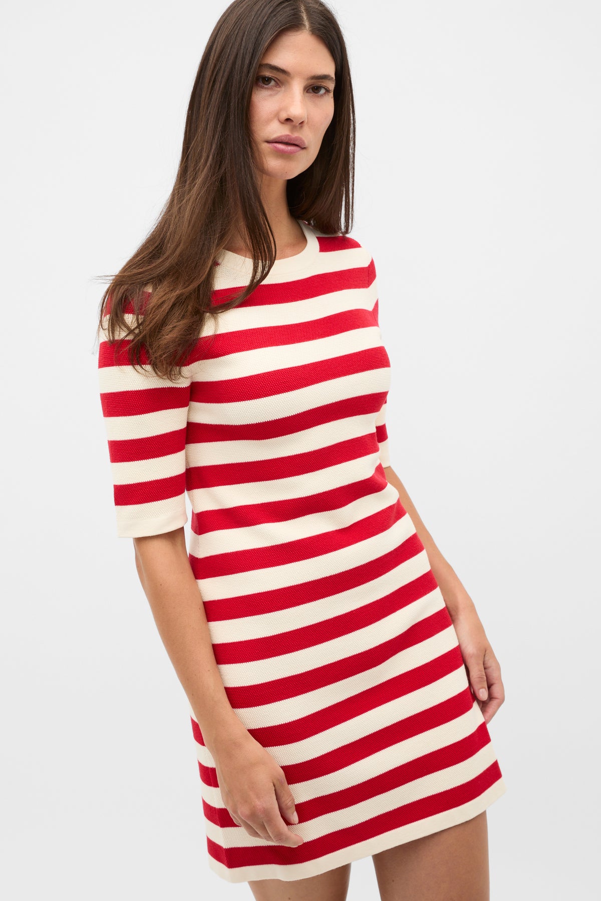 Textured Stripe Knit Mini Dress