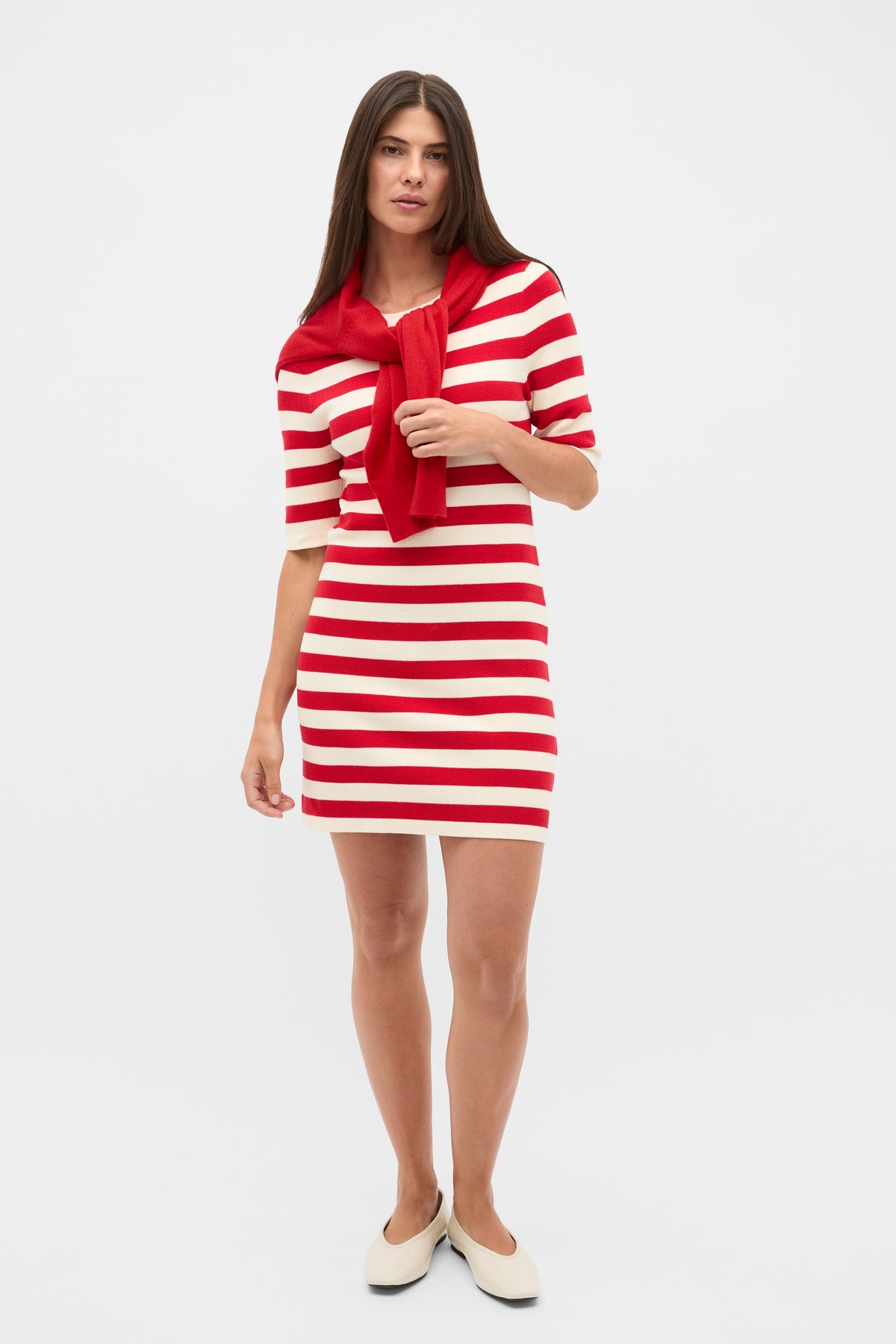 Textured Stripe Knit Mini Dress