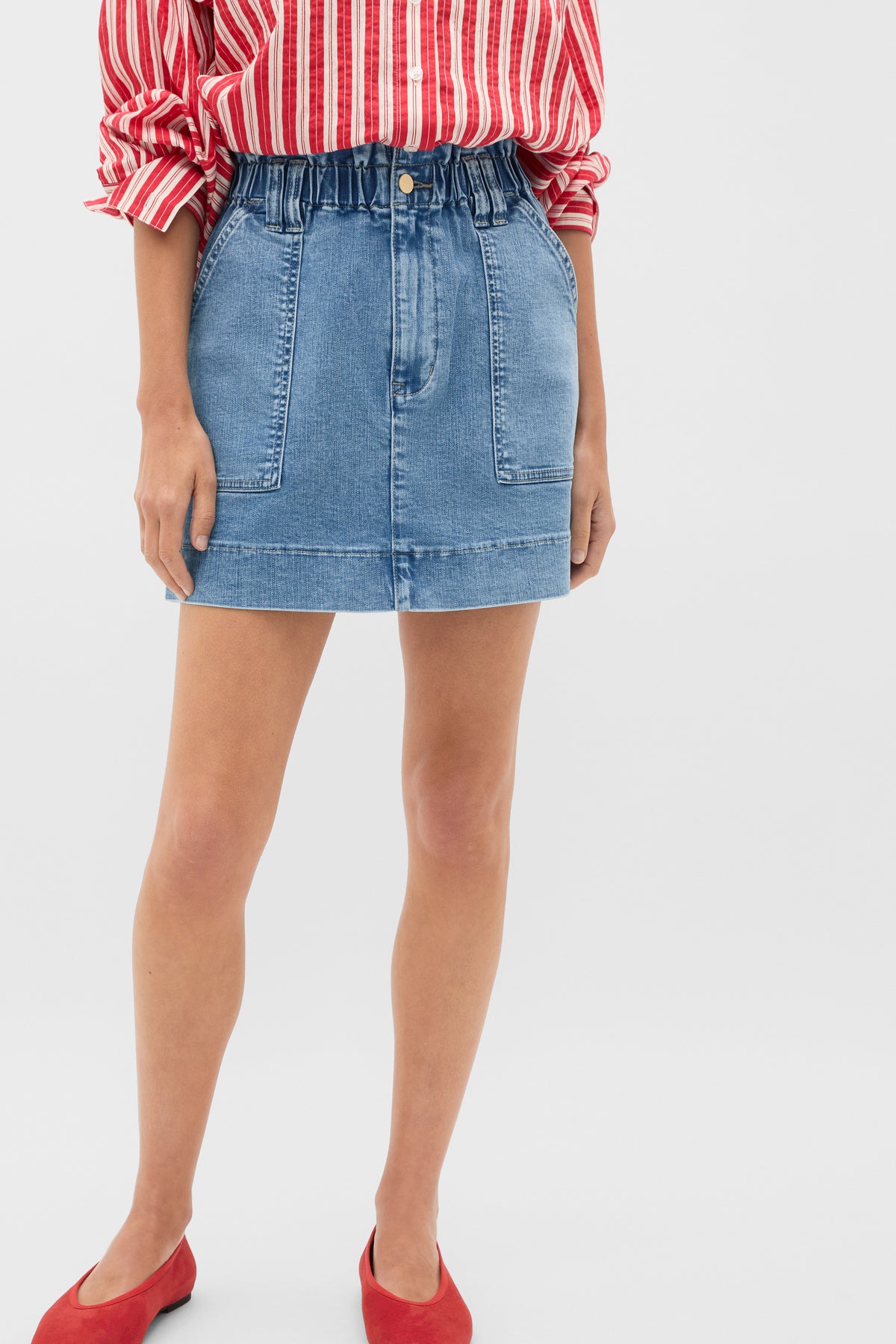 Denim Paperbag Mini Skirt