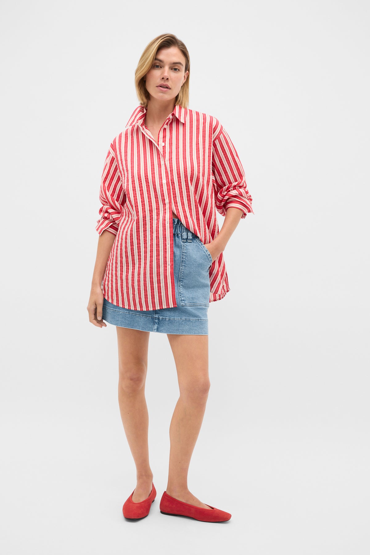 Denim Paperbag Mini Skirt